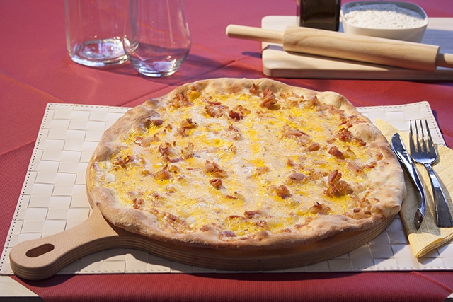 Pizza Carbonara (Eggs and Italian Bacon)
